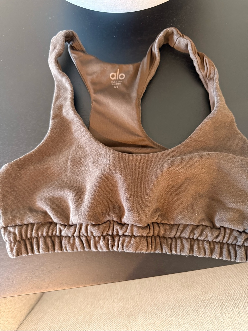 ALO Yoga Brown Velour Racerback Sports Bra